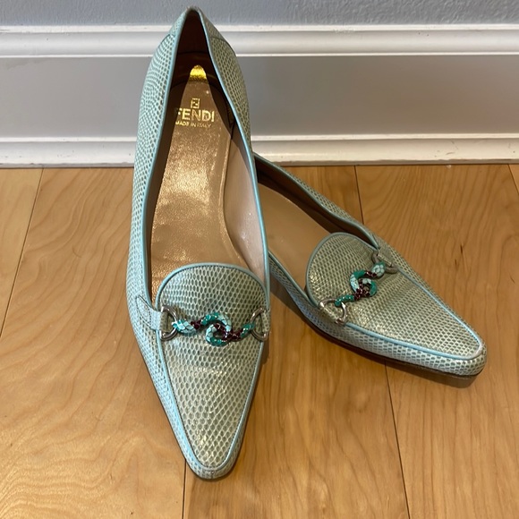 FENDI snake buckle leather loafers flats - Picture 2 of 11